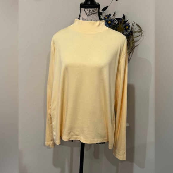 L.L. Bean Elegant Cotton Yellow Long Sleeve Women's Top Size XL - Picture 1 of 7